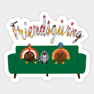 Friendsgiving Turkey and Racoon friends Sticker